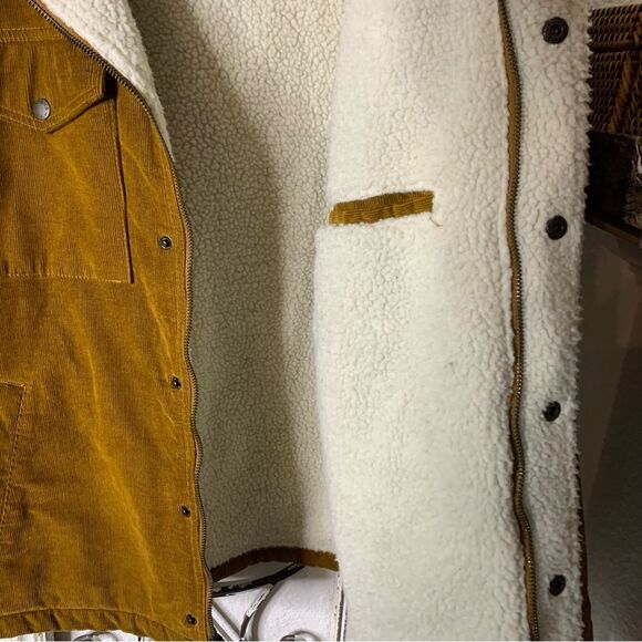 Vintage Levi Strauss & Co. Corduroy Sherpa Trucker Jacket Zip & Snap Up Brown M - Picture 4 of 12